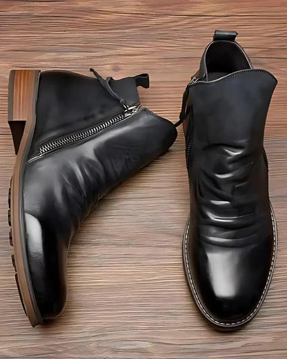 Tom™ | Leather ankle boots with side zip