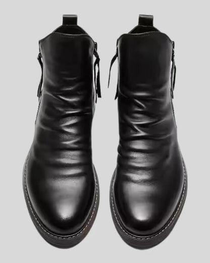 Tom™ | Leather ankle boots with side zip