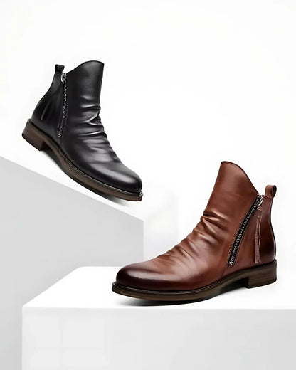 Tom™ | Leather ankle boots with side zip