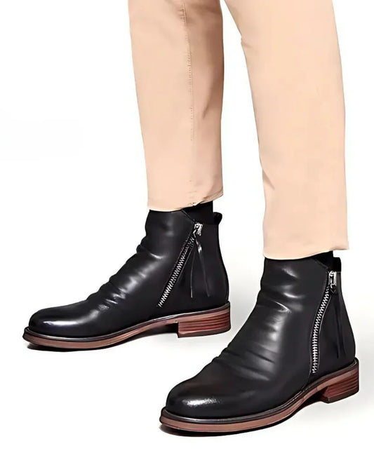 Tom™ | Leather ankle boots with side zip